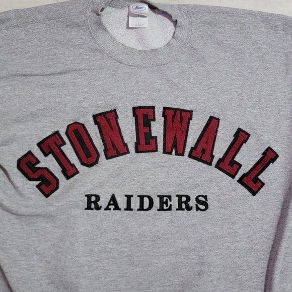 Vintage Stonewall Raiders Embroidered Neff Gray Crew Neck Sweater Large - Picture 2 of 9